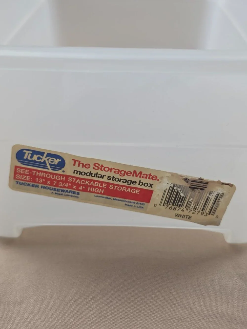 Vtg Plastic Container Storage Shoe Box Size Tucker Brand Pinkish Red Snap On Lid